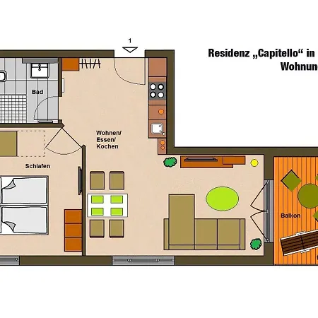 Apartmán Residenz Capitello - Wg01 Mit Balkon Strandnah *